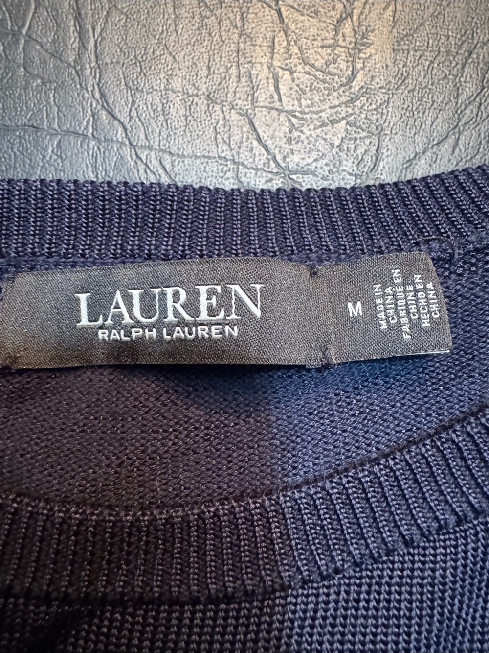 Lauren Ralph Lauren Belting Motif Short Sleeve Sweater Navy M Equestrian Knit - Picture 5 of 11